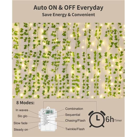 84Ft 12Pack Artificial Ivy Garland Fake Plants, Vine Hanging Garland with 80 LED - Picture 5 of 6